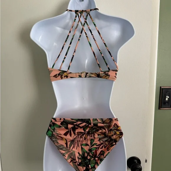 Athleta Green and Tan Leaf Bikini - Picture 2 of 8